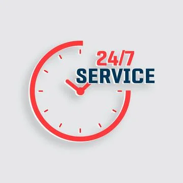 Vector 24/7 hour service concept design Stock Illustration