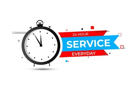 Vector 24hr service everyday concept vector design Stock Illustration