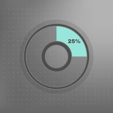 Vector 25% circle diagram isolated on grey background Illustration