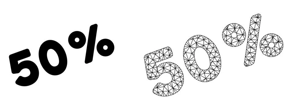 Vector 2D Mesh 50 Percents and Flat Icon Stock Illustration