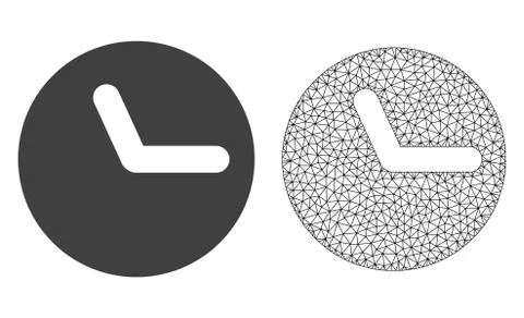 Vector 2D Mesh Clock and Flat Icon Illustrazione stock