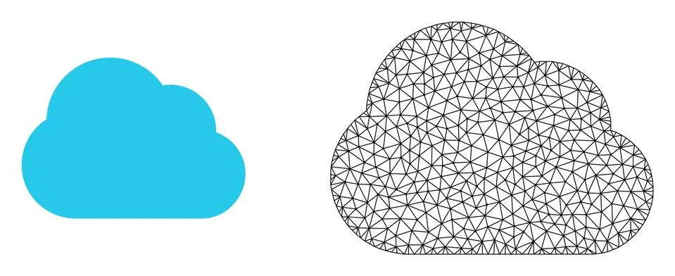 Vector 2D Mesh Cloud and Flat Icon 스톡 일러스트