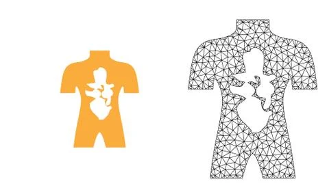 Vector 2D Mesh Human Anatomy and Flat Icon Illustrazione stock