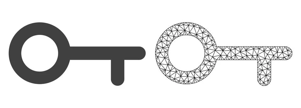 Vector 2D Mesh Key and Flat Icon 库存插图
