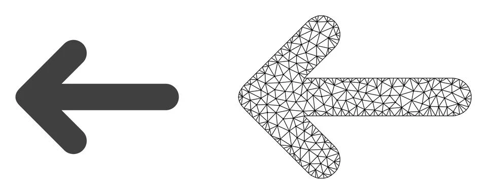 Vector 2D Mesh Left Arrow and Flat Icon Ilustración de archivo