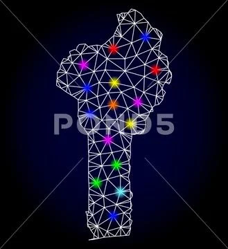 Vector 2D Mesh Map of Benin with Glowing Spots for New Year ...