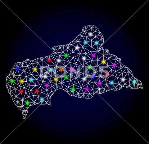 Vector 2D Mesh Map of Central African Republic with Glowing Spots for ...
