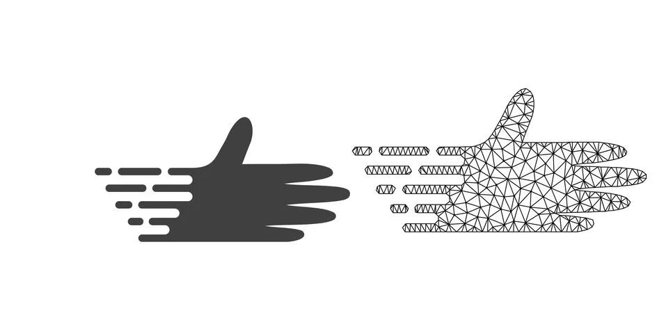 Vector 2D Mesh Moving Hand and Flat Icon Illustrazione stock