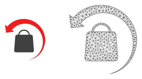 Vector 2D Mesh Refund Shopping and Flat Icon Stock Illustration