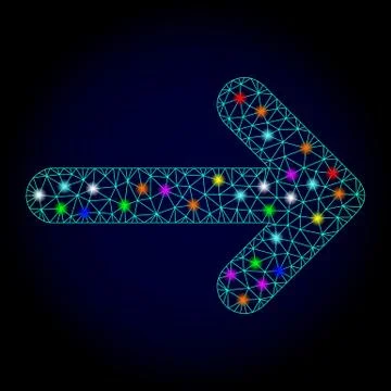 Vector 2D Mesh Right Arrow with Light Spots for New Year Illustrazione stock