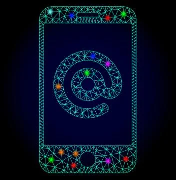 Vector 2D Mesh Smartphone Address with Glare Spots for New Year Stock-Illustration