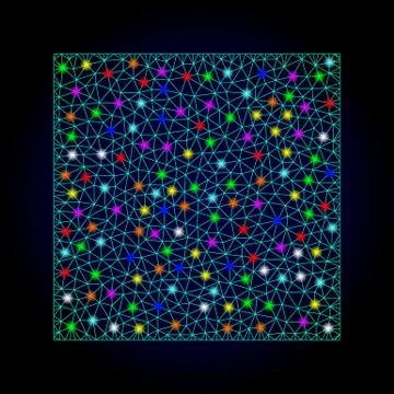Vector 2D Mesh Square Shape with Glare Spots for Chistmas Stock Illustration