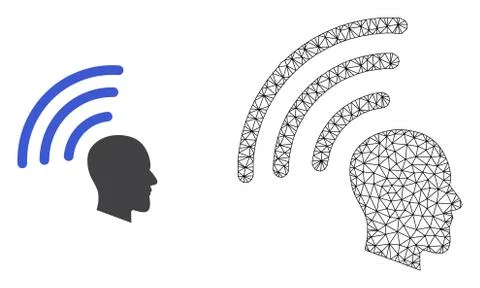 Vector 2D Mesh Telepathy Waves and Flat Icon Stockillustratie