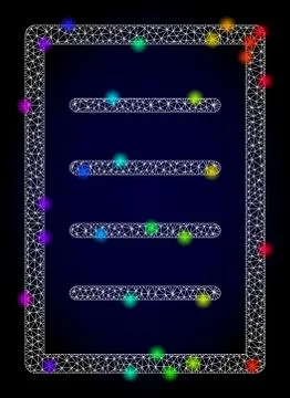 Vector 2D Mesh Text Page with Rainbow Colored Glowing Spots Stock Illustration