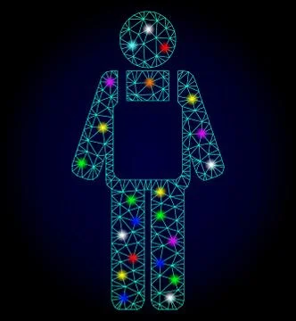 Vector 2D Mesh Worker Person with Light Spots for New Year Stock Illustration