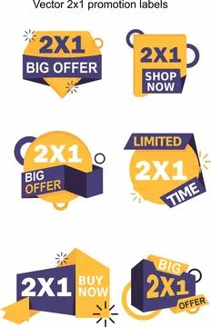 Vector 2x1 promotion labels Stock Illustration