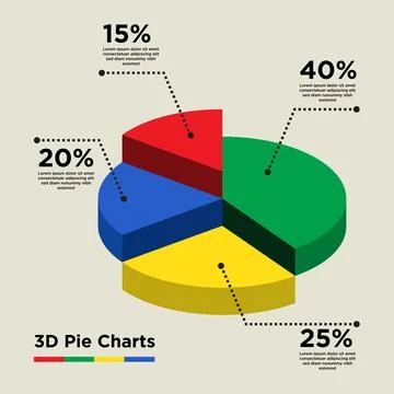 Vector 3 dimensions pie chart diagram, modern presentation vector for busines Stock Illustration