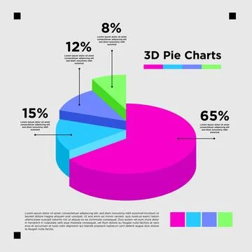 Vector 3 dimensions pie chart diagram, modern presentation vector for busines Stock Illustration
