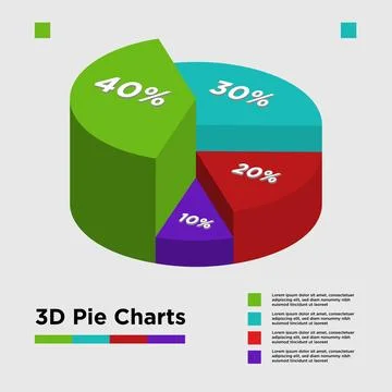 Vector 3 dimensions pie chart diagram, modern presentation vector for busines Stock Illustration