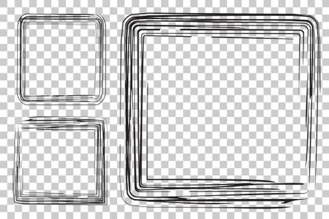 Vector 3 Hand Draw Sketch Square Frame from Multiple Black thick mark for you Stock Illustration