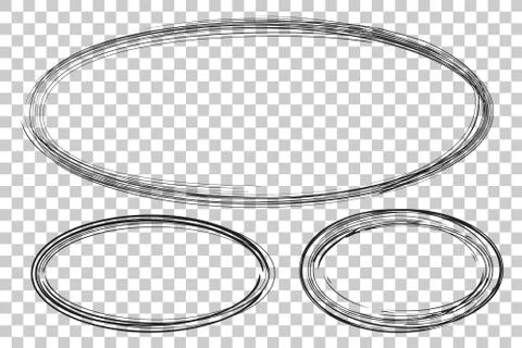 Vector 3 Hand Draw Sketch Oval Frame from Multiple Black thic market for your Stock Illustration