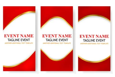 Vector 3 Variant vertical Template triangle Gold, Red at White Banner for ind Stock Illustration