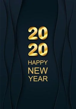 Vector 3d 2020 golden text. Chic Merry Christmas and Happy New Year Paper cut Stock Illustration