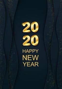 Vector 3d 2020 golden text. Chic Merry Christmas and Happy New Year Paper cut Stock Illustration
