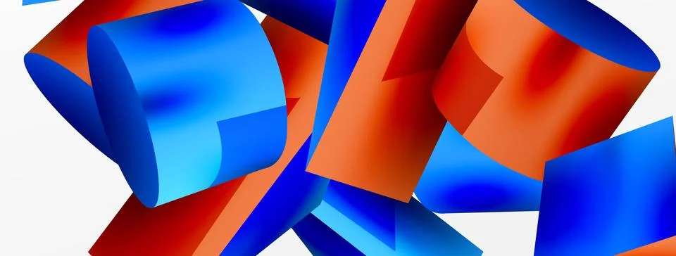 Vector 3d abstract background. Shapes 3d triangle and cylinder. Trendy techno Illustrazione stock