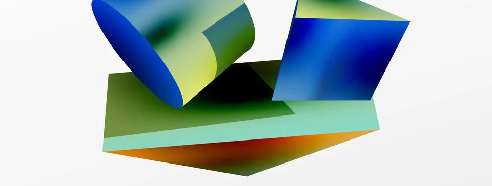 Vector 3d abstract background. Shapes 3d triangle and cylinder. Trendy techno 스톡 일러스트