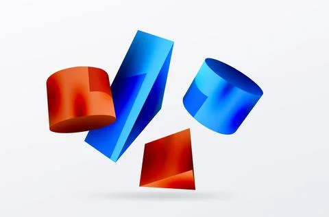 Vector 3d abstract background. Shapes 3d triangle and cylinder. Trendy techno Ilustração Stock