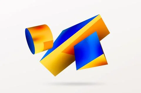 Vector 3d abstract background. Shapes 3d triangle and cylinder. Trendy techno Illustrazione stock