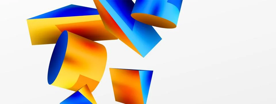 Vector 3d abstract background. Shapes 3d triangle and cylinder. Trendy techno Illustrazione stock