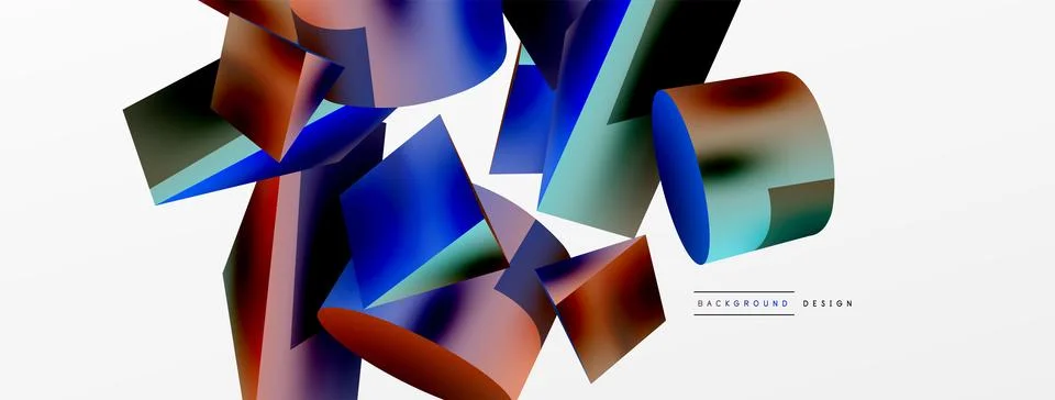 Vector 3d abstract background. Shapes 3d triangle and cylinder. Trendy techno Ilustração Stock