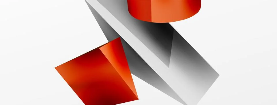 Vector 3d abstract background. Shapes 3d triangle and cylinder. Trendy techno Illustrazione stock