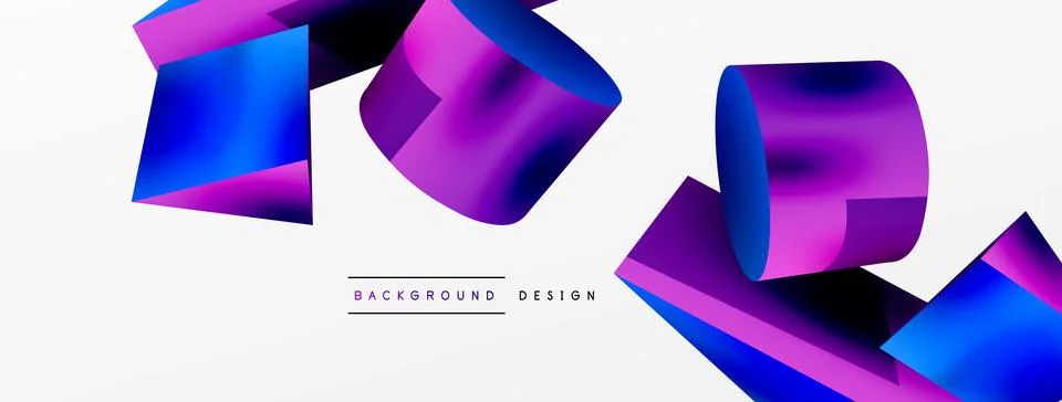 Vector 3d abstract background. Shapes 3d triangle and cylinder. Trendy techno Ilustração Stock