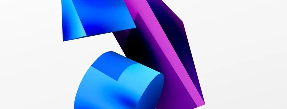 Vector 3d abstract background. Shapes 3d triangle and cylinder. Trendy techno Ilustração Stock