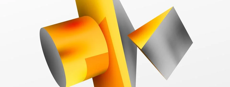 Vector 3d abstract background. Shapes 3d triangle and cylinder. Trendy techno Illustrazione stock