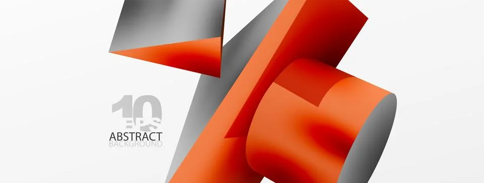 Vector 3d abstract background. Shapes 3d triangle and cylinder. Trendy techno イラスト素材