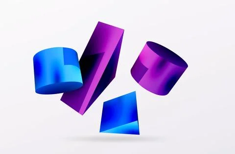 Vector 3d abstract background. Shapes 3d triangle and cylinder. Trendy techno Illustrazione stock