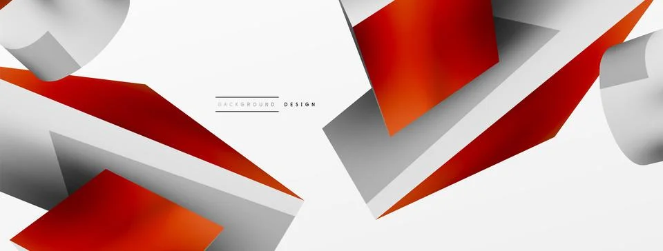 Vector 3d abstract background. Shapes 3d triangle and cylinder. Trendy techno Ilustração Stock
