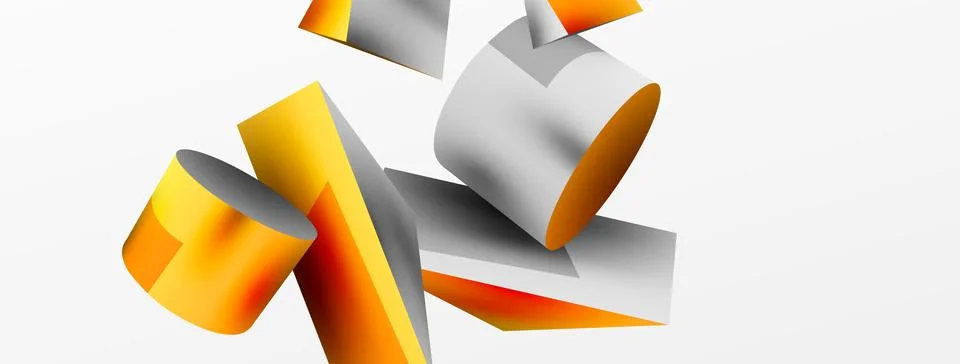 Vector 3d abstract background. Shapes 3d triangle and cylinder. Trendy techno Ilustração Stock