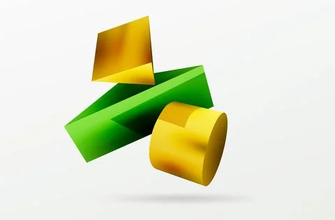Vector 3d abstract background. Shapes 3d triangle and cylinder. Trendy techno Illustrazione stock