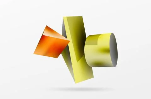 Vector 3d abstract background. Shapes 3d triangle and cylinder. Trendy techno Ilustração Stock