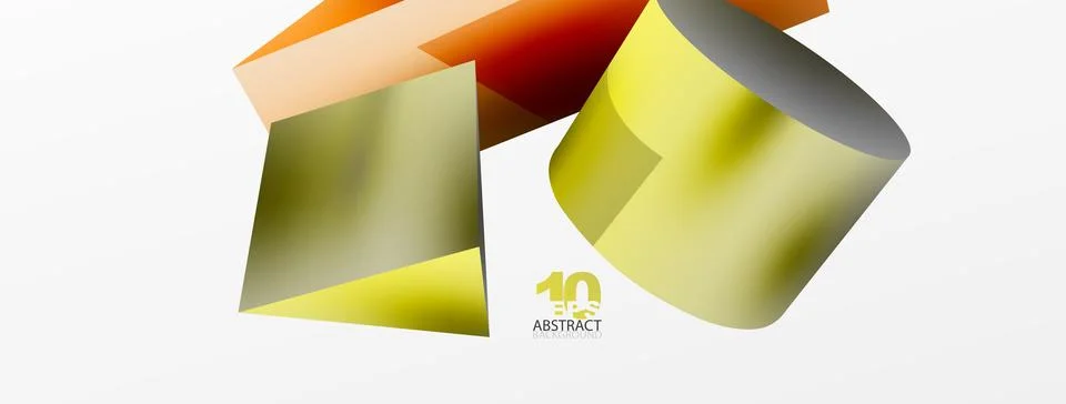 Vector 3d abstract background. Shapes 3d triangle and cylinder. Trendy techno Illustrazione stock