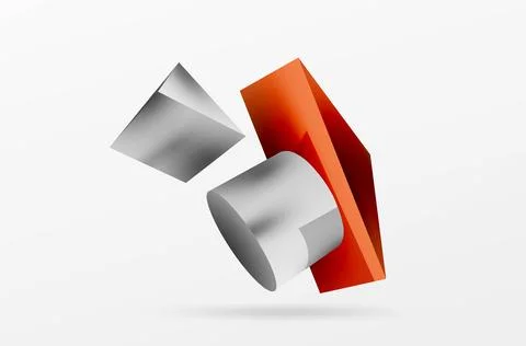 Vector 3d abstract background. Shapes 3d triangle and cylinder. Trendy techno Ilustração Stock