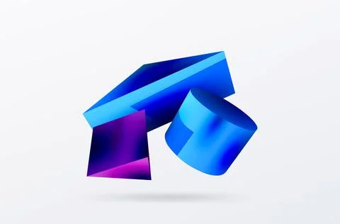 Vector 3d abstract background. Shapes 3d triangle and cylinder. Trendy techno Illustrazione stock