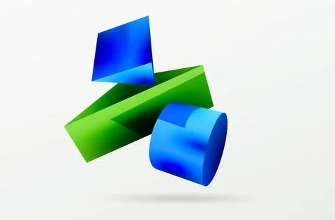 Vector 3d abstract background. Shapes 3d triangle and cylinder. Trendy techno 스톡 일러스트