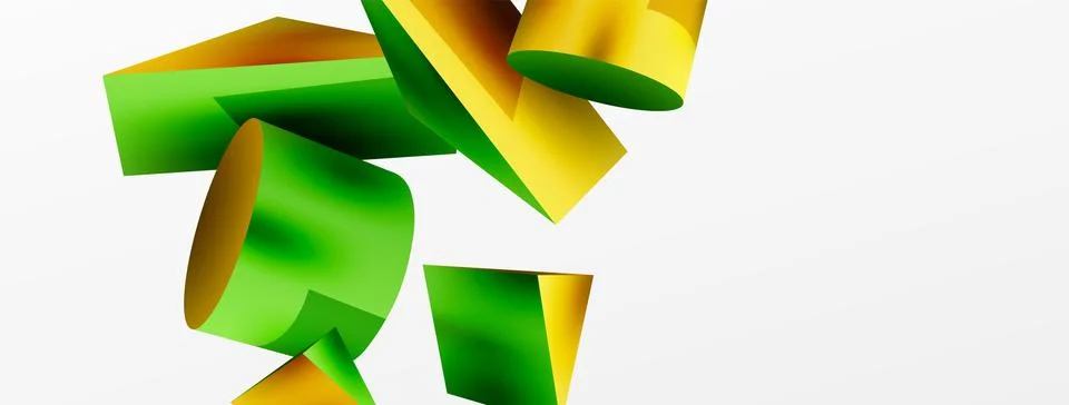 Vector 3d abstract background. Shapes 3d triangle and cylinder. Trendy techno Illustrazione stock