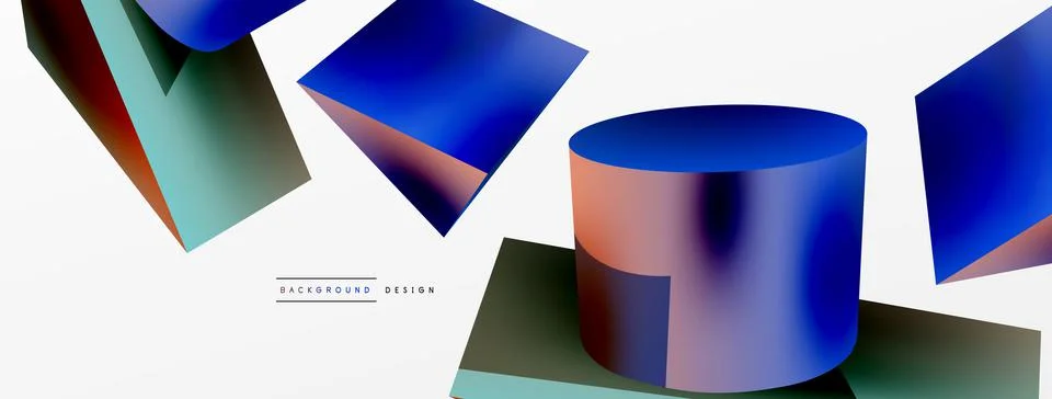 Vector 3d abstract background. Shapes 3d triangle and cylinder. Trendy techno Stock Illustration